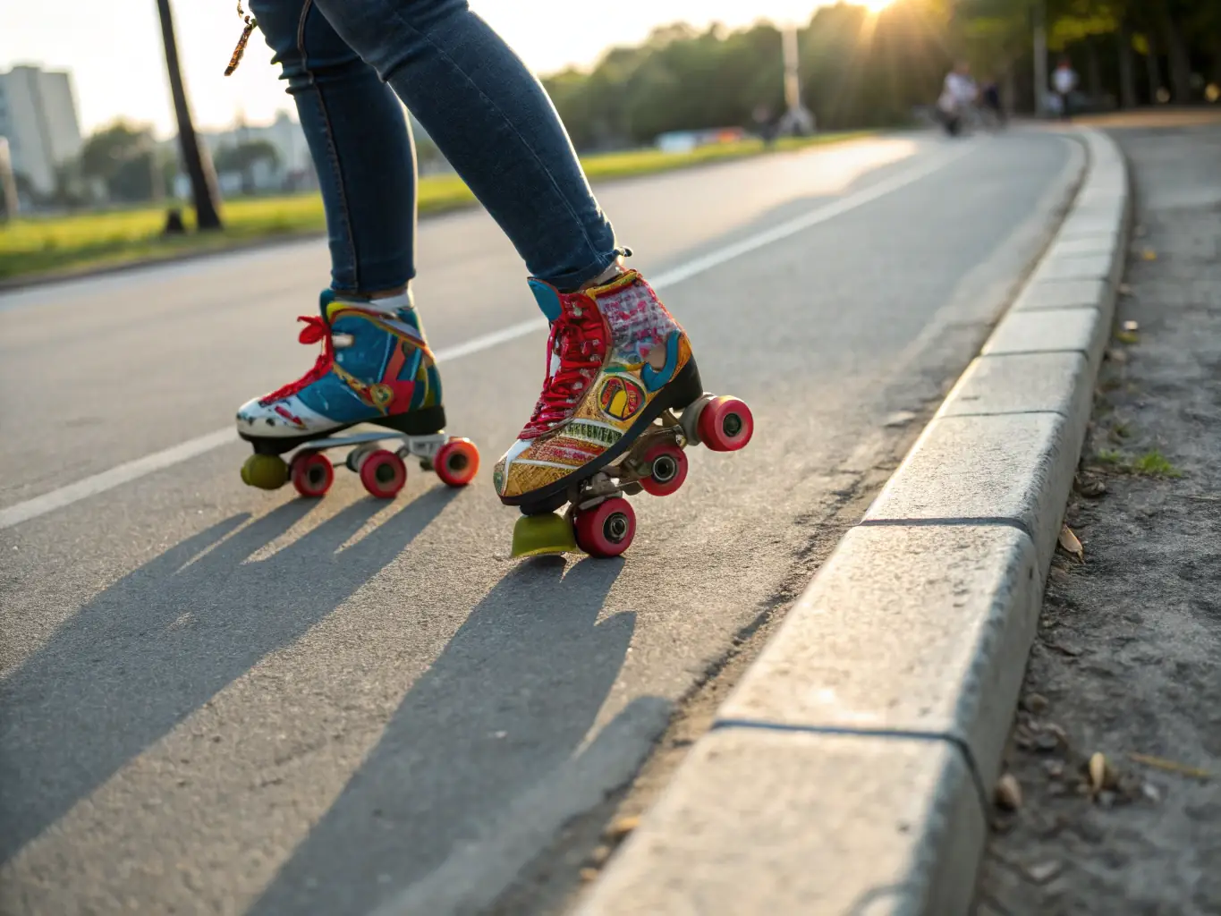 An action shot of roller skaters participating in a racing event at the MRC, demonstrating speed and agility.