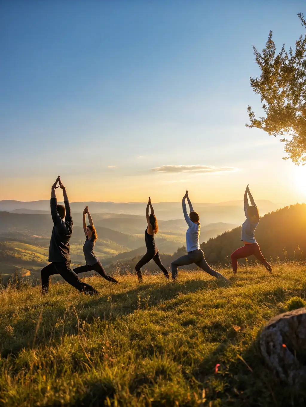 A group of adults participating in a fitness class in a park, led by an instructor, demonstrating accessible fitness opportunities for all.